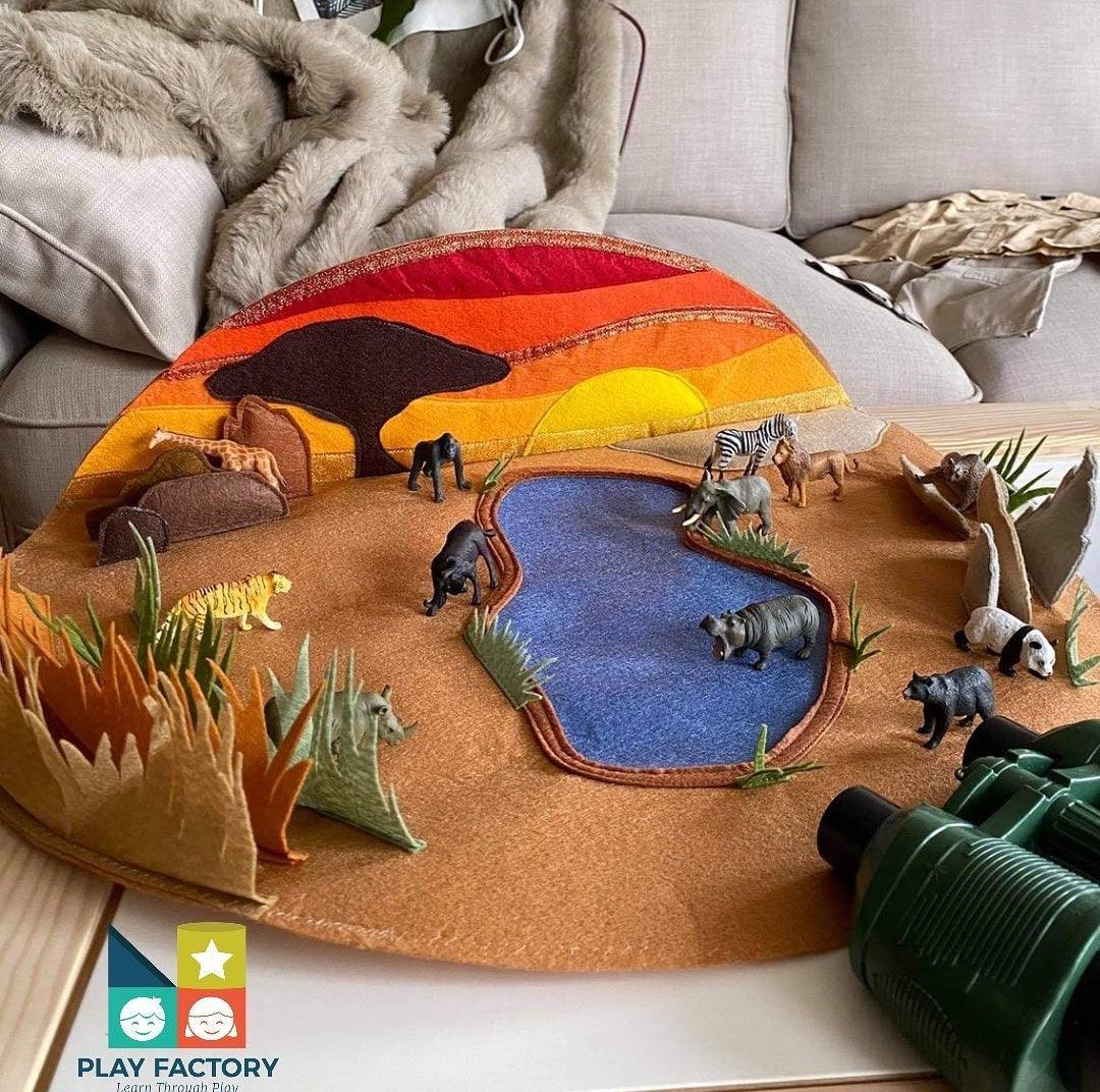 Play Factory African Savannah Small World Playmat | The Nest Attachment Parenting Hub