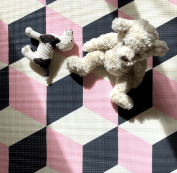 Play with Pieces Pink Leaf / Geo Play Mat | The Nest Attachment Parenting Hub