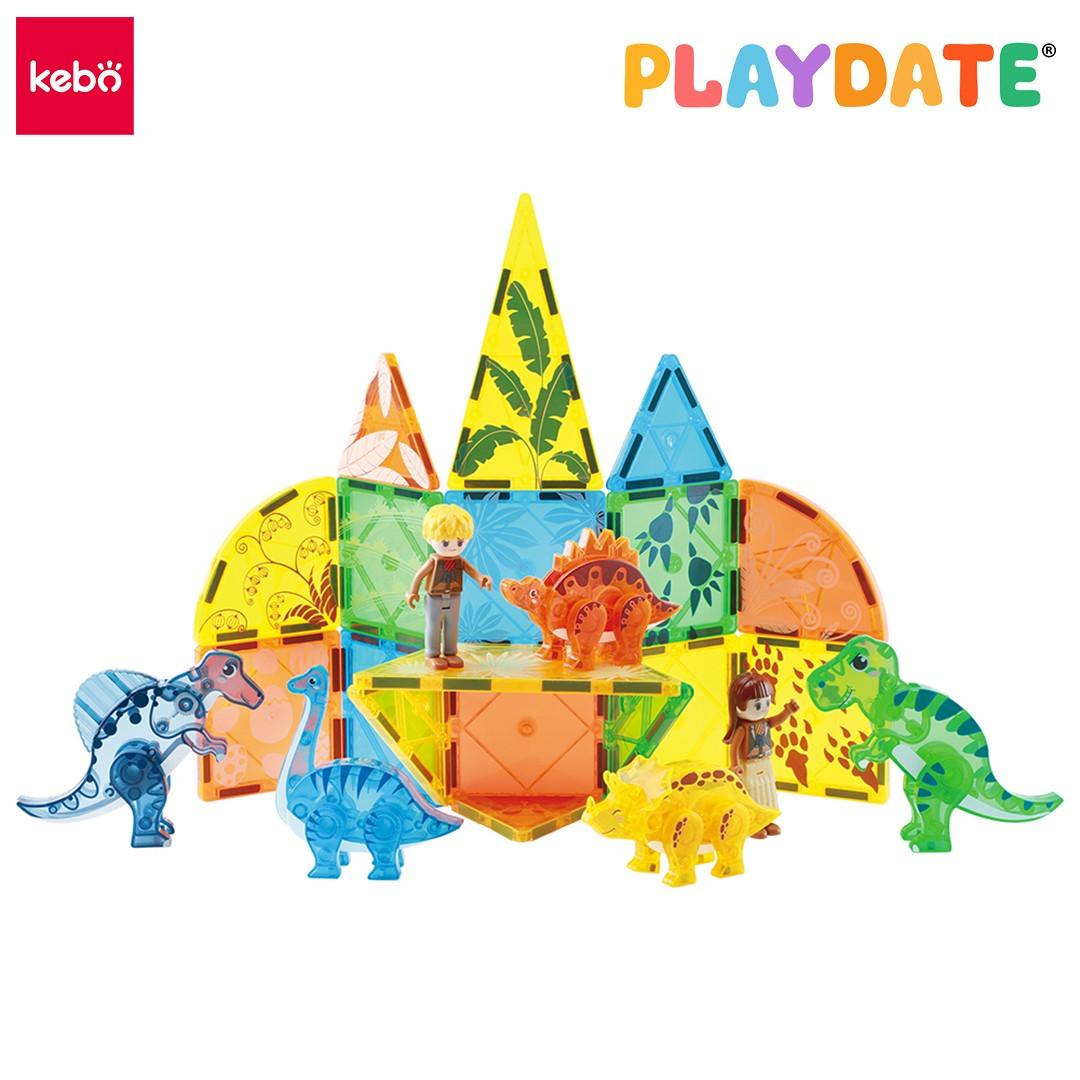 Playdate Kebo Dino Zone Magnetic Tiles 49pcs | The Nest Attachment Parenting Hub