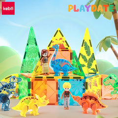 Playdate Kebo Dino Zone Magnetic Tiles 49pcs | The Nest Attachment Parenting Hub