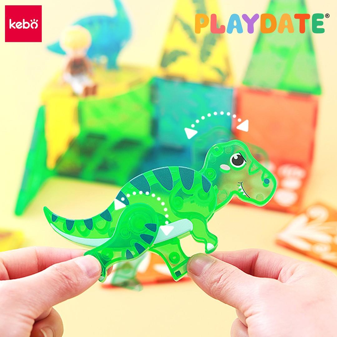 Playdate Kebo Dino Zone Magnetic Tiles 49pcs | The Nest Attachment Parenting Hub
