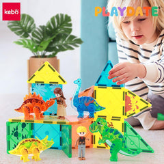 Playdate Kebo Dino Zone Magnetic Tiles 49pcs | The Nest Attachment Parenting Hub