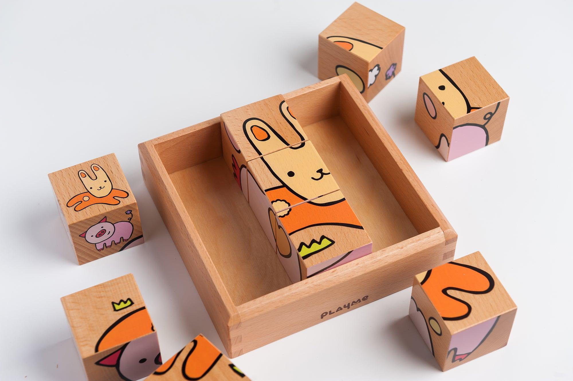 PlayMe Animal Farm Cube Puzzle 1.5+ | The Nest Attachment Parenting Hub