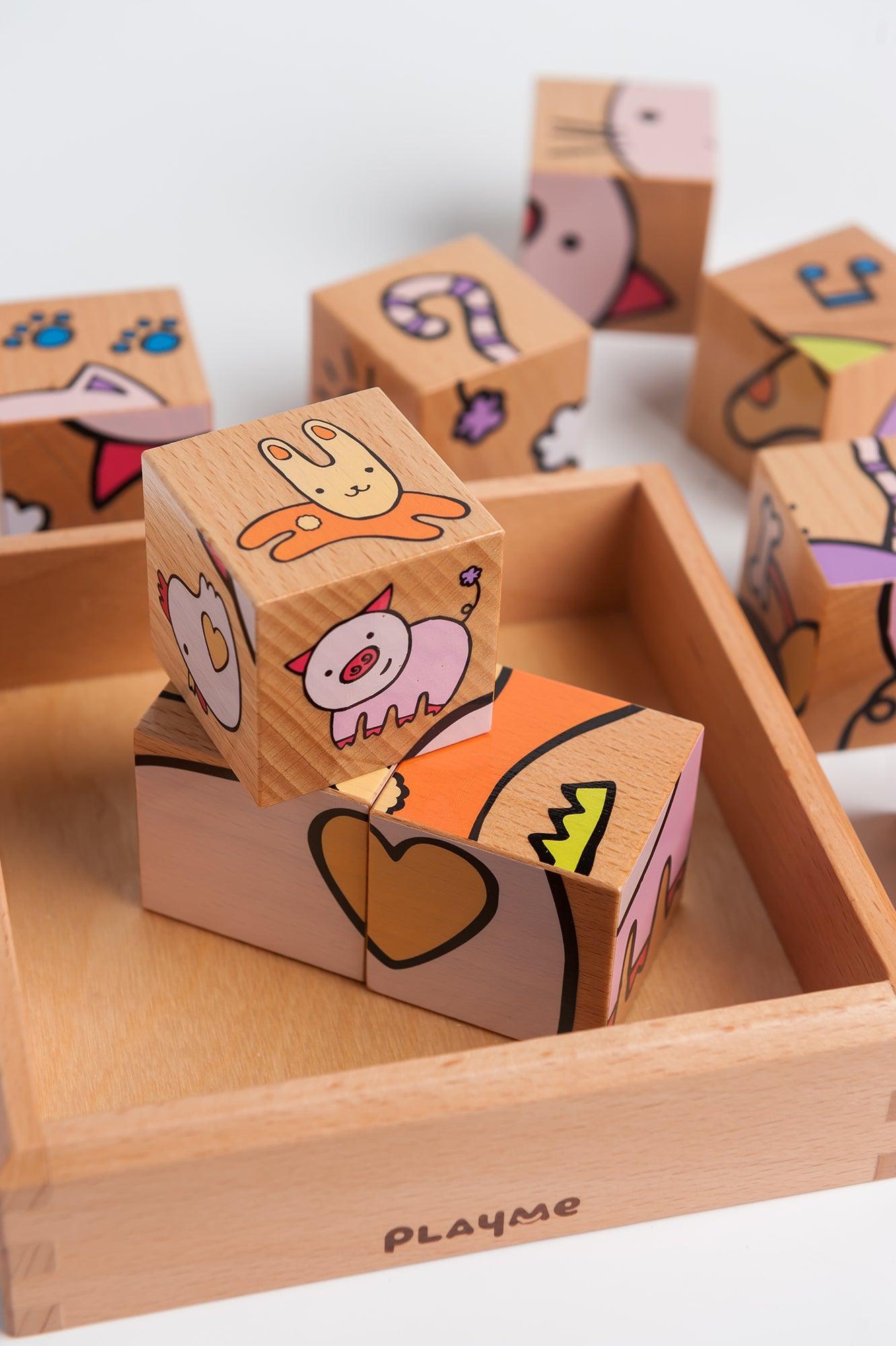 PlayMe Animal Farm Cube Puzzle 1.5+ | The Nest Attachment Parenting Hub