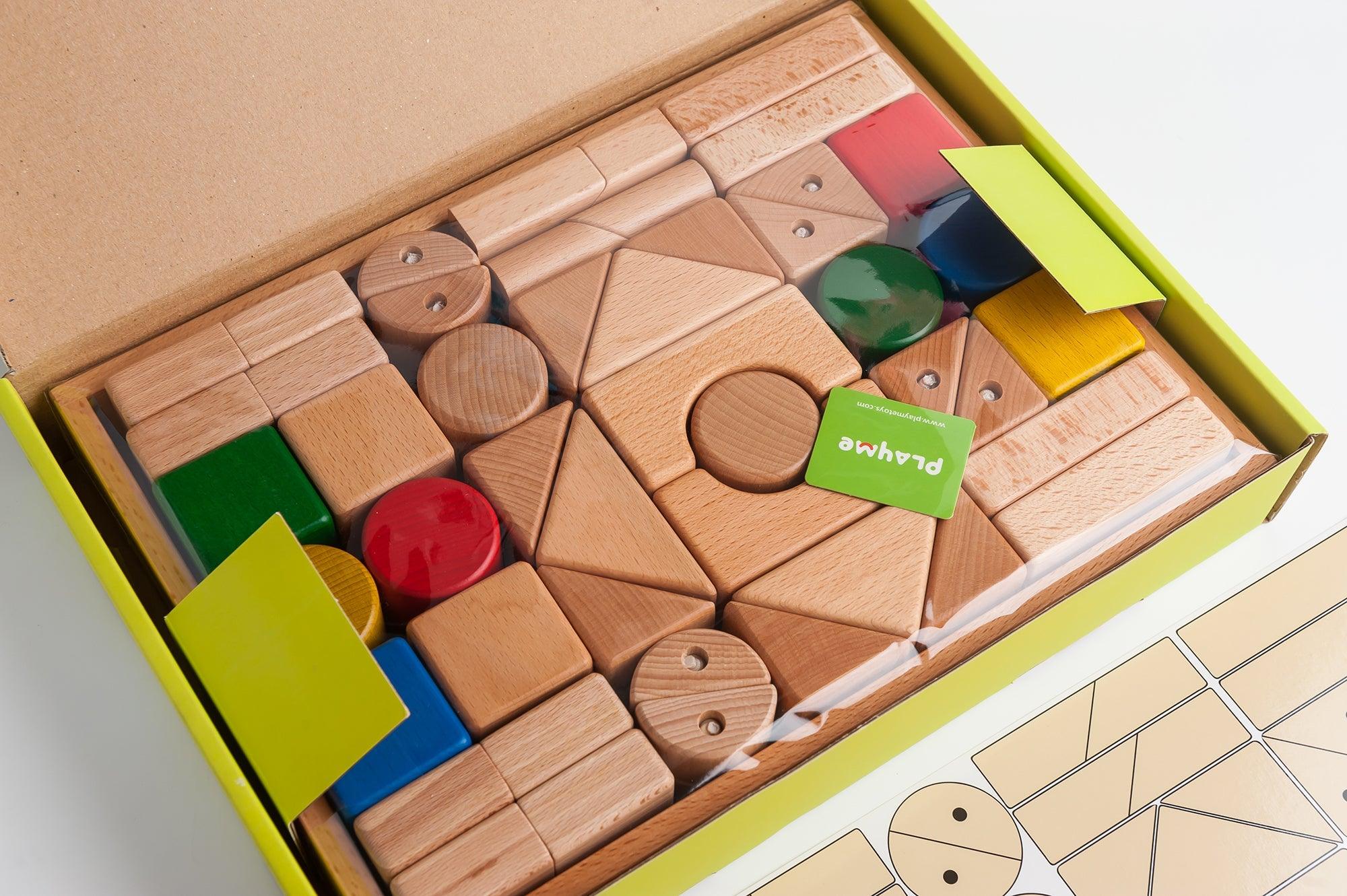 PlayMe Transformable Blocks 40 pc Set with FREE One (1) set of PlayMe Expansion Pack | The Nest Attachment Parenting Hub