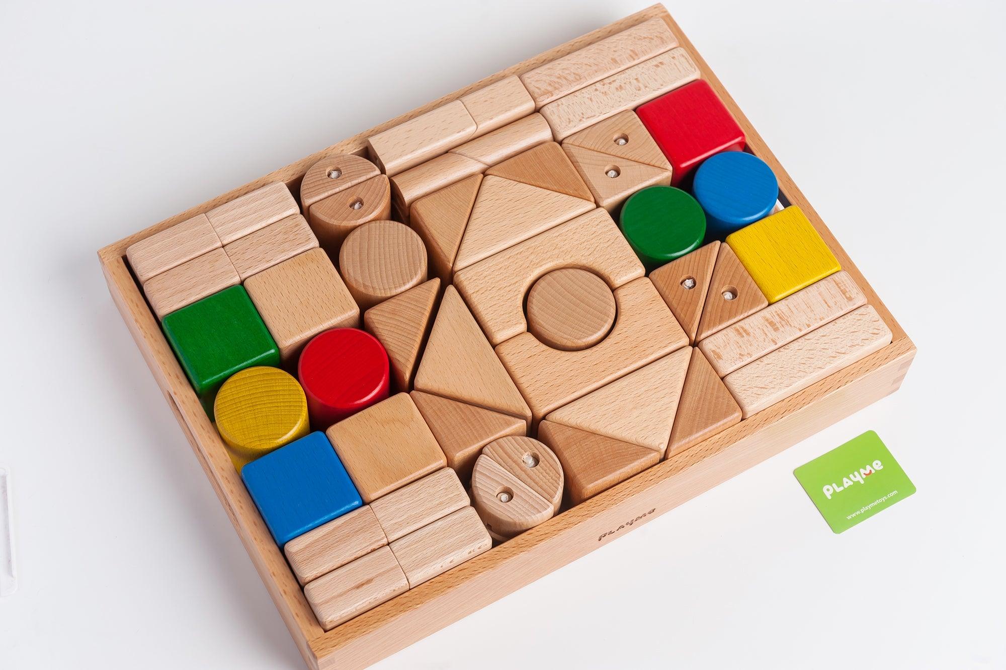 PlayMe Transformable Blocks 40 pc Set with FREE One (1) set of PlayMe Expansion Pack | The Nest Attachment Parenting Hub