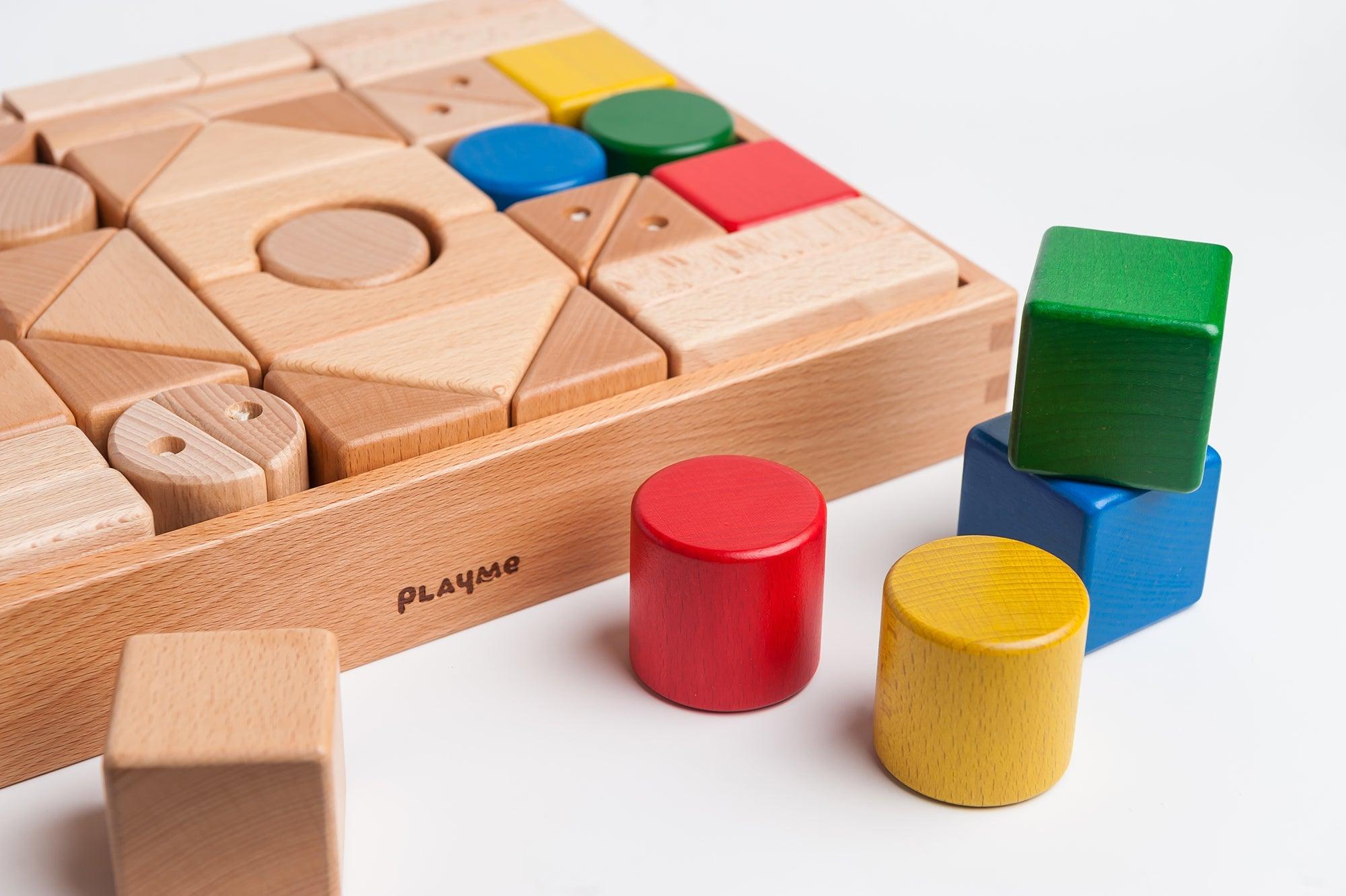 PlayMe Transformable Blocks 40 pc Set with FREE One (1) set of PlayMe Expansion Pack | The Nest Attachment Parenting Hub