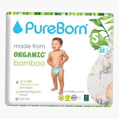 PureBorn Size 5 - Extra Large Tape Bamboo Diapers (11-18kg) | The Nest Attachment Parenting Hub