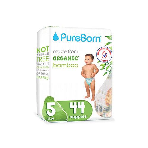 PureBorn Size 5 - Extra Large Tape Bamboo Diapers (11-18kg) | The Nest Attachment Parenting Hub