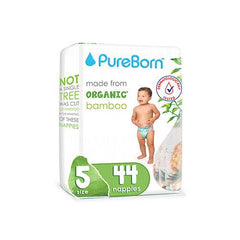 PureBorn Size 5 - Extra Large Tape Bamboo Diapers (11-18kg) | The Nest Attachment Parenting Hub