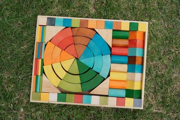 Qtoys Jumbo Natural Rainbow Blocks (86pcs) 480 | The Nest Attachment Parenting Hub