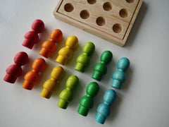 QToys Mini Rainbow People on Wooden Tray 528 | The Nest Attachment Parenting Hub