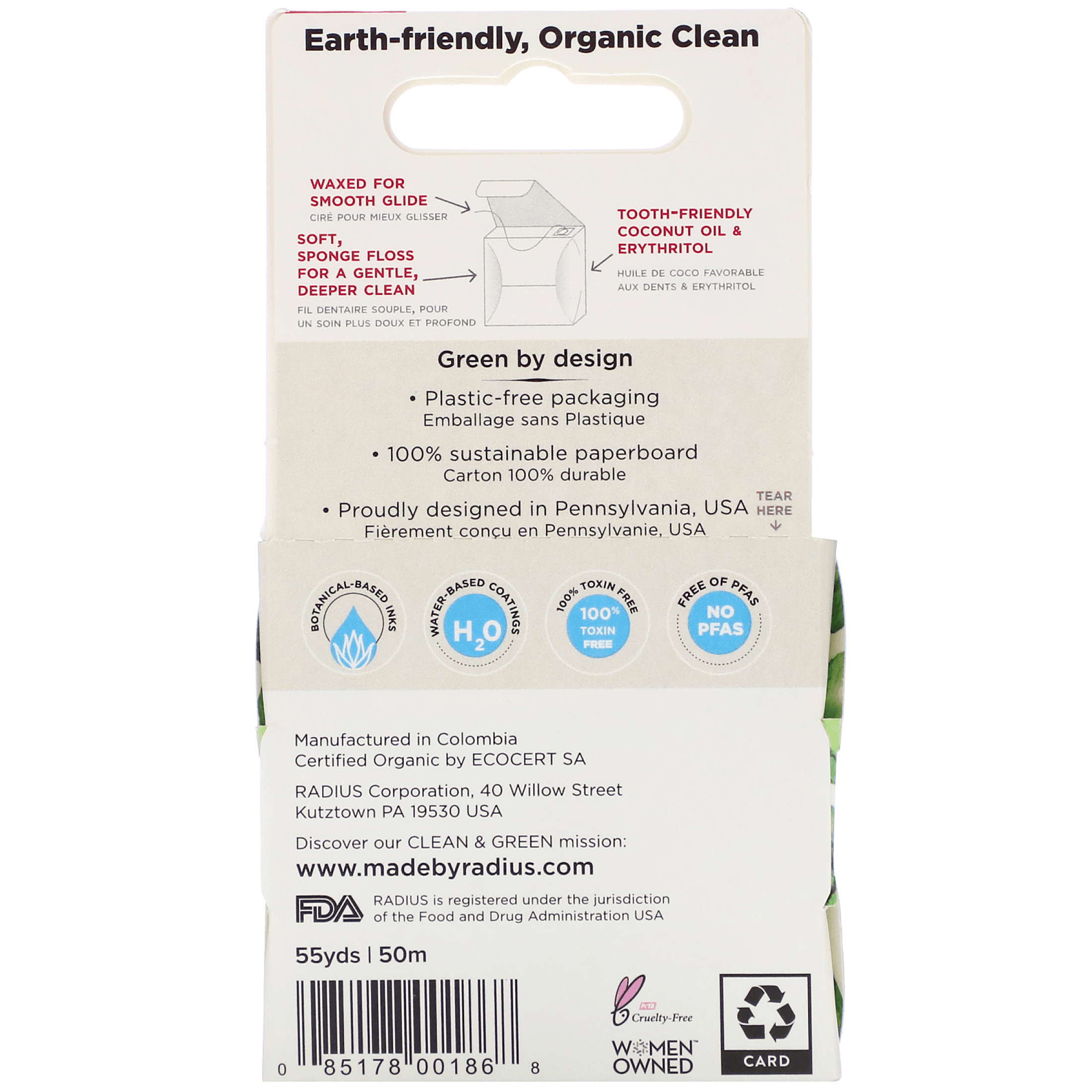 Radius Organic Vegan Sponge Floss 50m (55 yds) | The Nest Attachment Parenting Hub