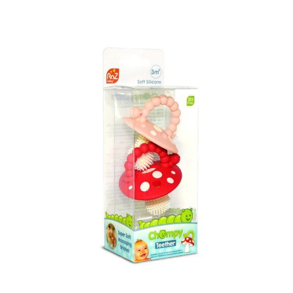 RaZBaby Chompy Mushroom Silicone Teether (2 Pack) | The Nest Attachment Parenting Hub