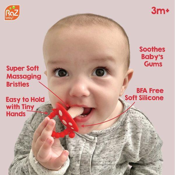 RaZBaby Chompy Mushroom Silicone Teether (2 Pack) | The Nest Attachment Parenting Hub