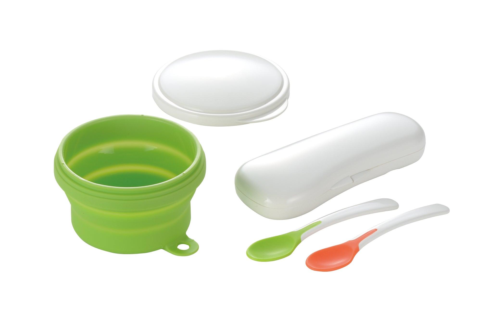 Richell Collapsible Bowl with Spoons 5m+ | The Nest Attachment Parenting Hub