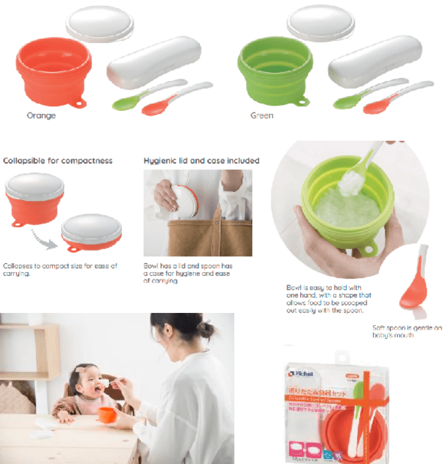 Richell Collapsible Bowl with Spoons 5m+ | The Nest Attachment Parenting Hub