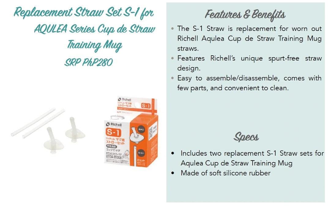 Richell Replacement Straw Set S-1 for Aqulea Cup de Straw Training Mug | The Nest Attachment Parenting Hub