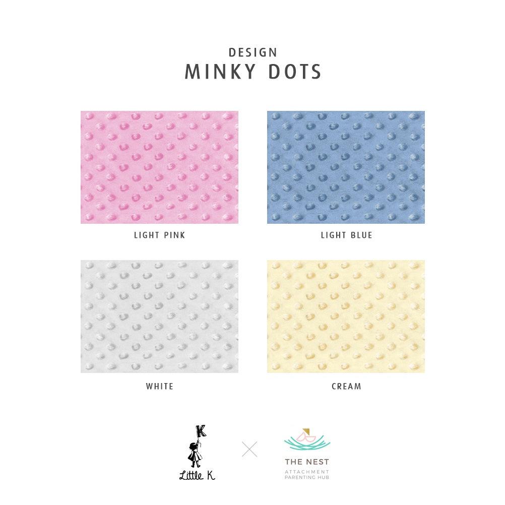 Little K Custom Baby Blanket Minky Dots - Heart Lettering Cursive | The Nest Attachment Parenting Hub