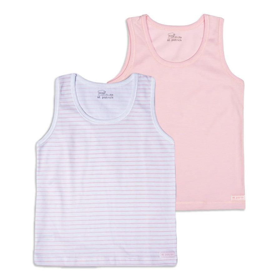 St. Patrick Essential Singlet Plain & Stripes/Pink 2's | The Nest Attachment Parenting Hub