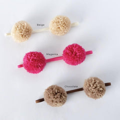 Style Me Little 2" Pompom Ears Headband Skinny Elastic 3-6 Months | The Nest Attachment Parenting Hub