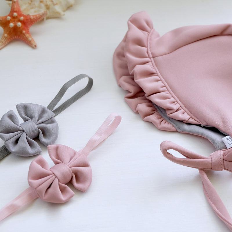 Style Me Little Reversible Swim Bonnet and Bow Skinny Elastic 0-6 Months | The Nest Attachment Parenting Hub