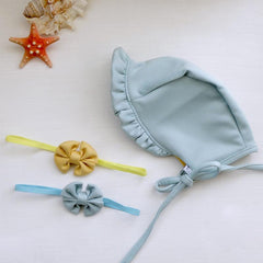 Style Me Little Reversible Swim Bonnet and Bow Skinny Elastic 0-6 Months | The Nest Attachment Parenting Hub