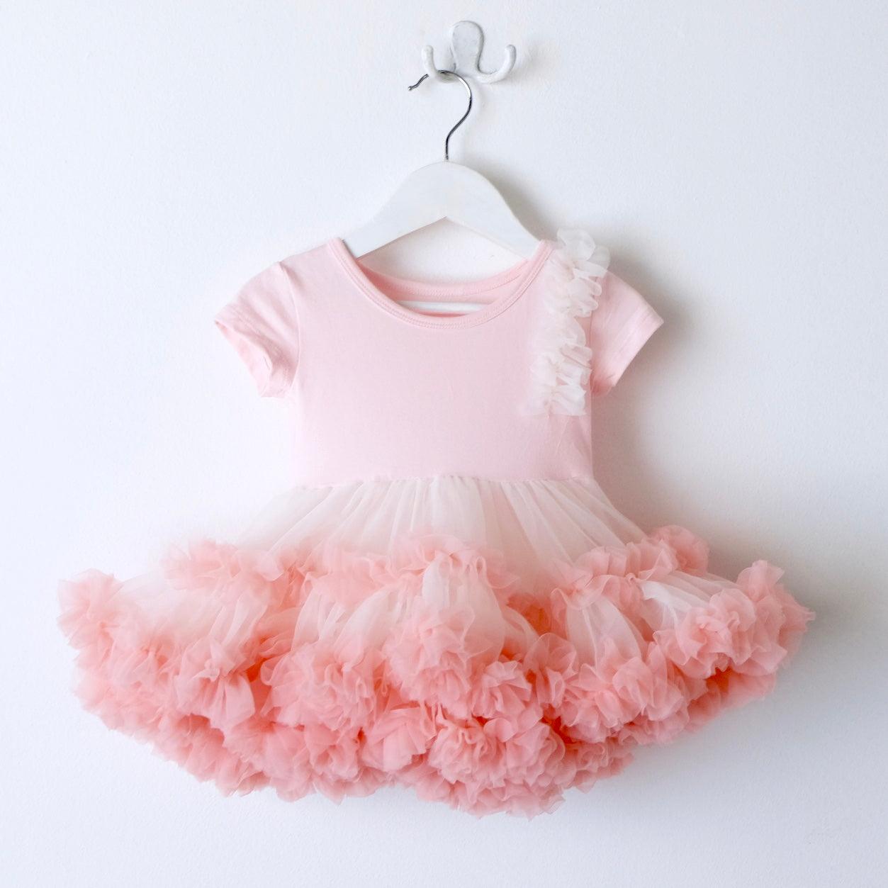 Style Me Little The Short-Sleeves Petti Dress – Blush Pink & Ivory | The Nest Attachment Parenting Hub