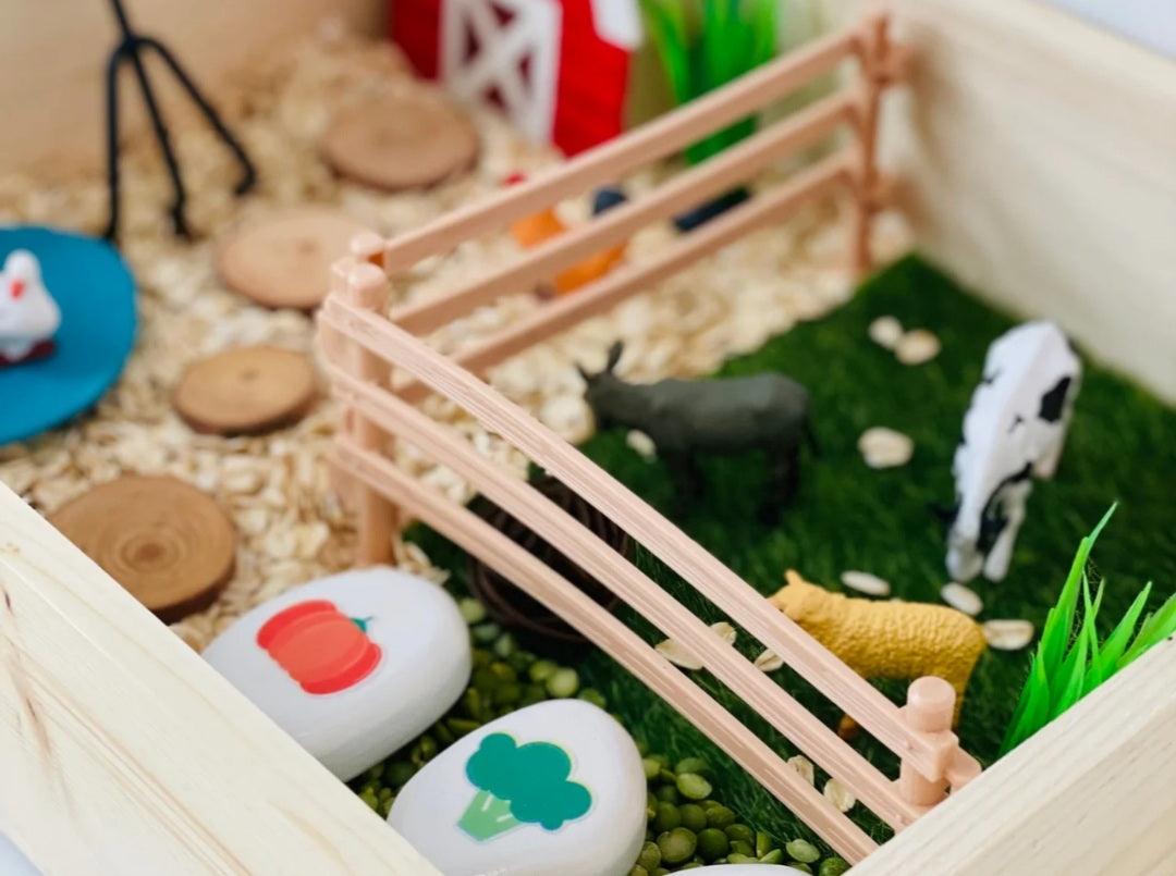 The Learning Playbox Farmyard Sensory Play Box (Corrugated Box) | The Nest Attachment Parenting Hub