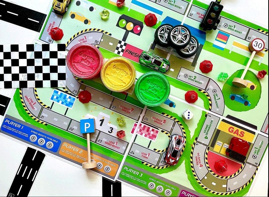 The Learning Playbox Racer Town Play Dough Box (Wooden Box) | The Nest Attachment Parenting Hub