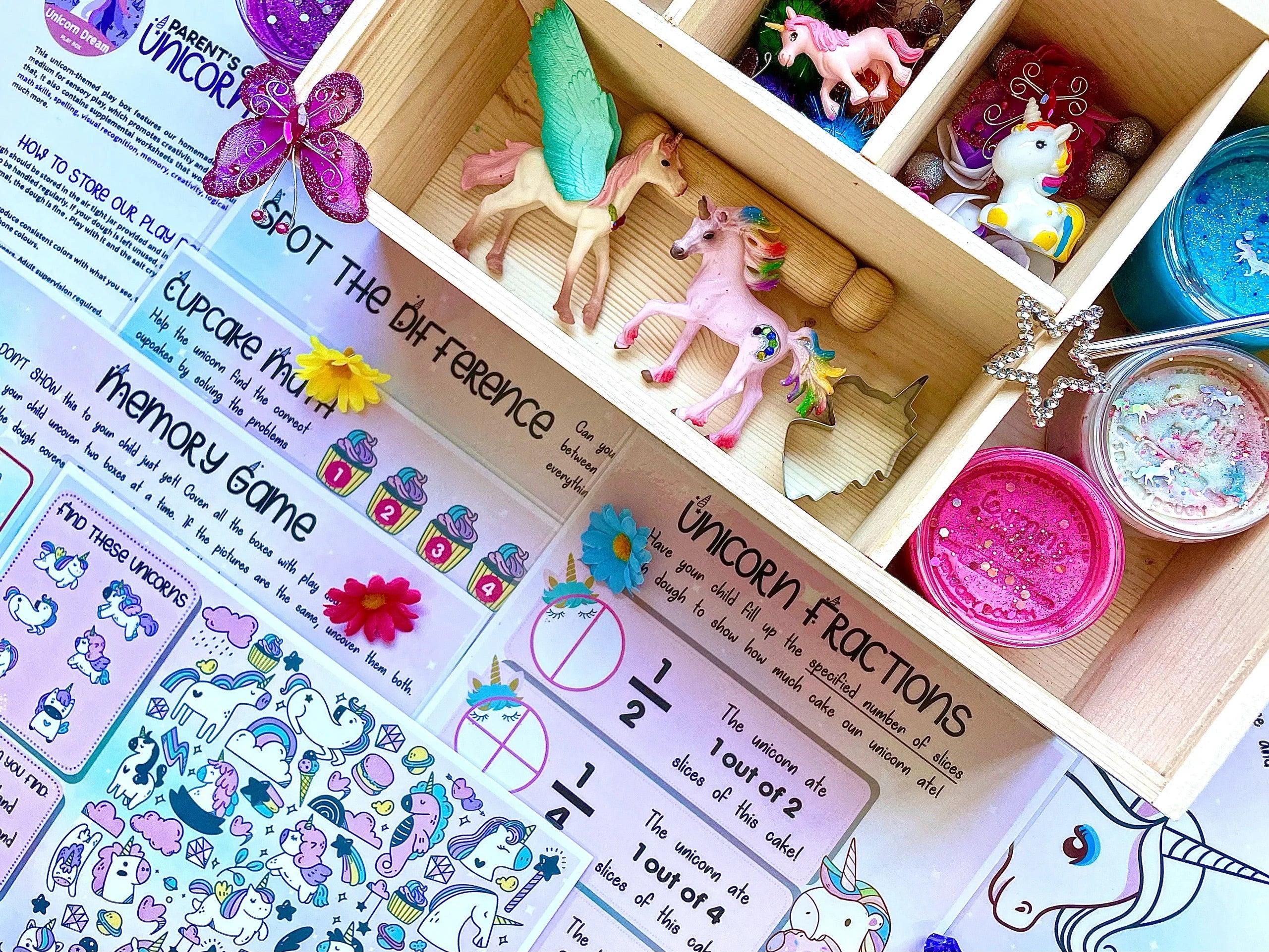 The Learning Playbox Unicorn Dream Play Dough Box (Wooden Box)