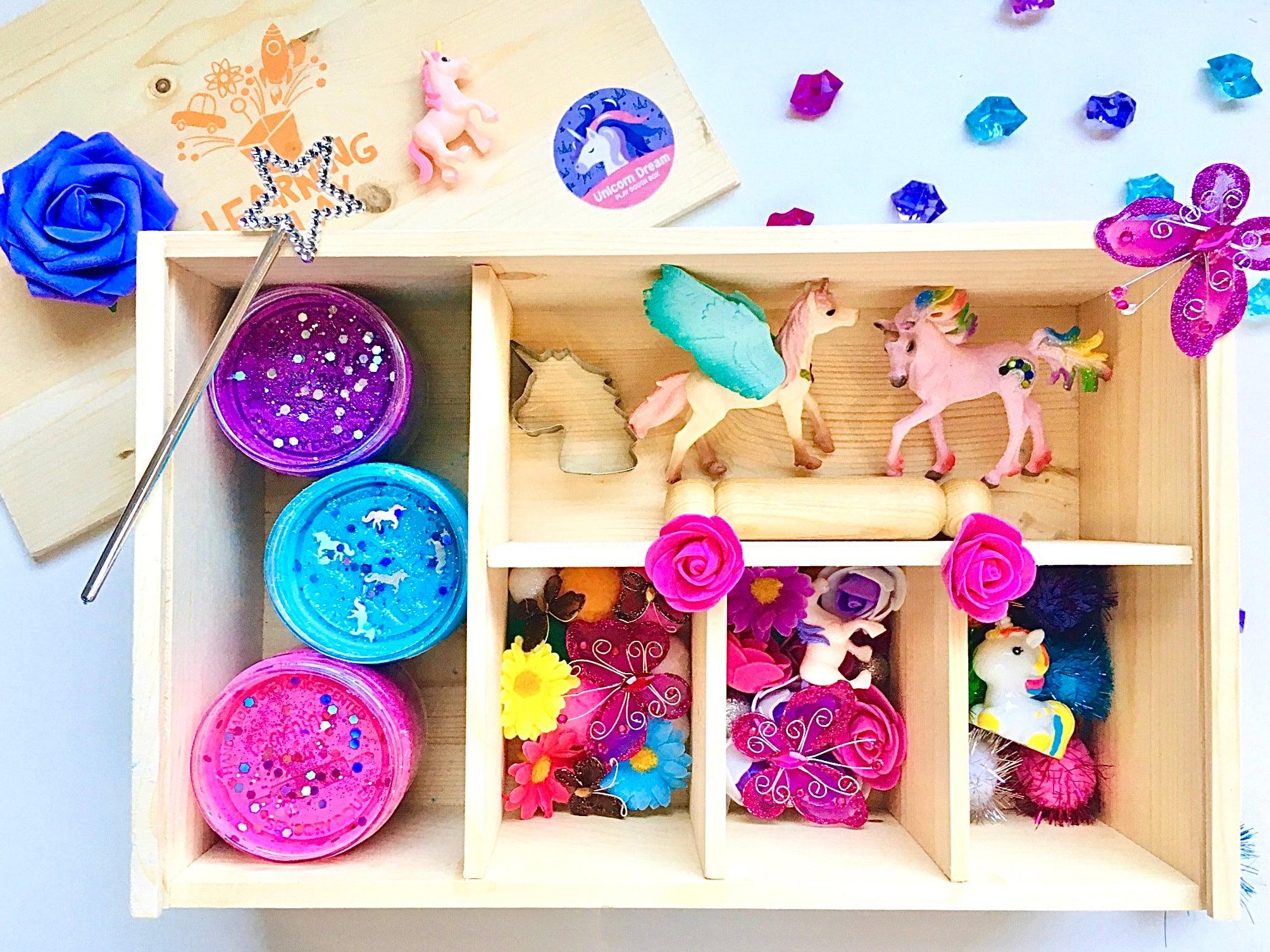 The Learning Playbox Unicorn Dream Play Dough Box (Wooden Box) | The Nest Attachment Parenting Hub