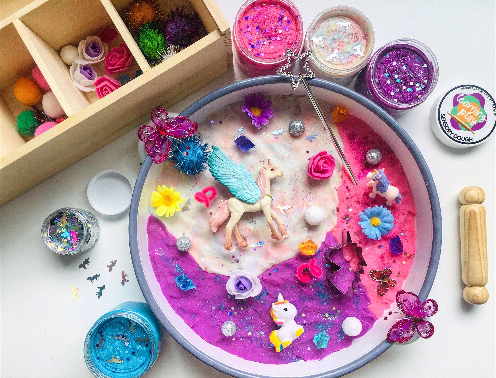 The Learning Playbox Unicorn Dream Play Dough Box (Wooden Box) | The Nest Attachment Parenting Hub