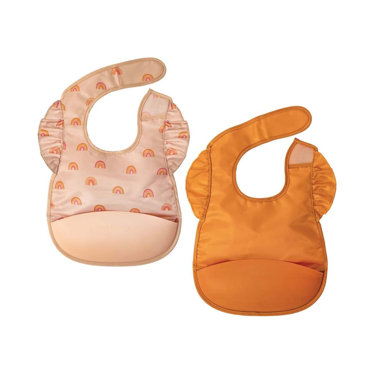 Tiny Twinkle Silicone Pocket Bib Ruffle 2-pack | The Nest Attachment Parenting Hub