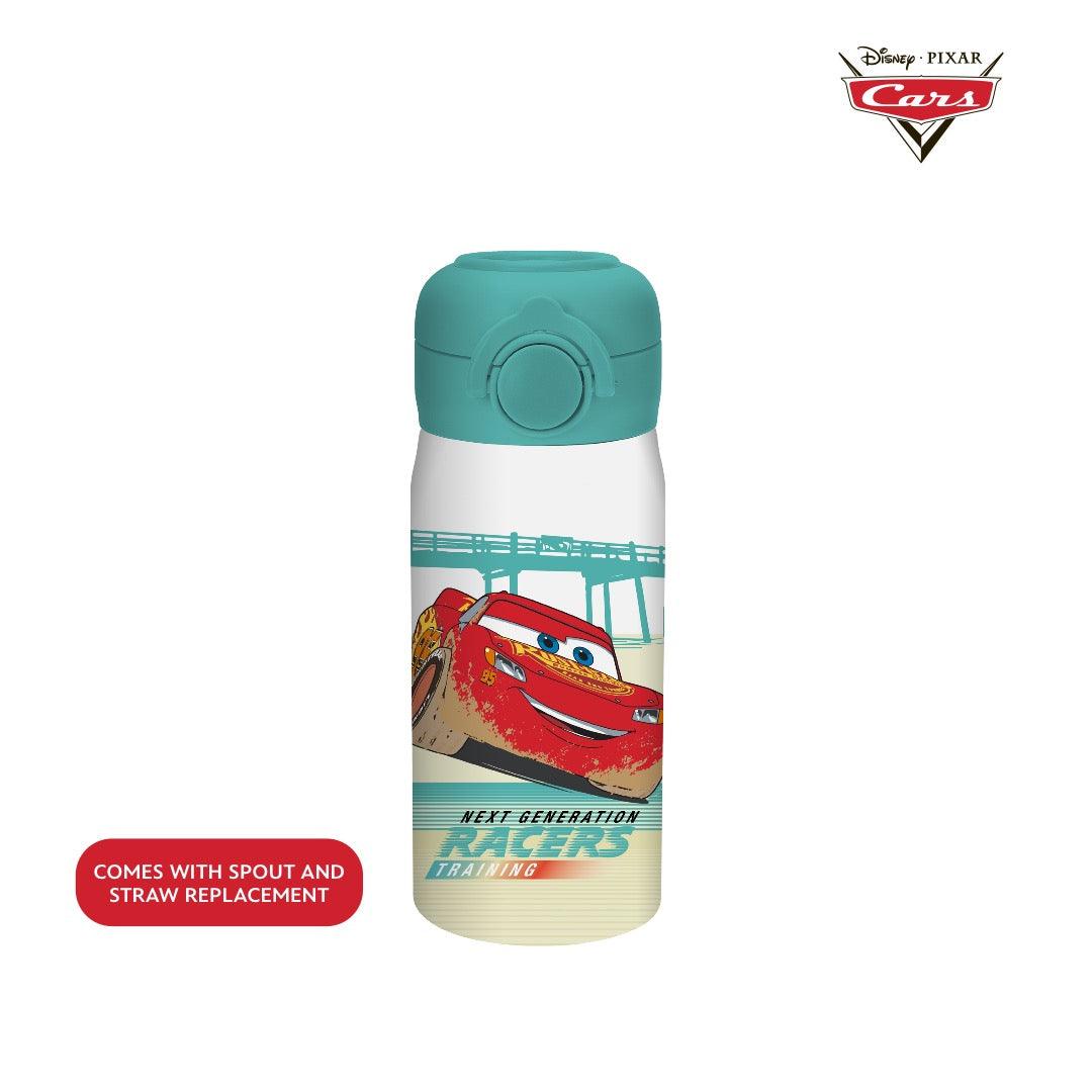 Disney / Pixar Cars Lightning McQueen Steel Water Bottle with Built-In  Straw 