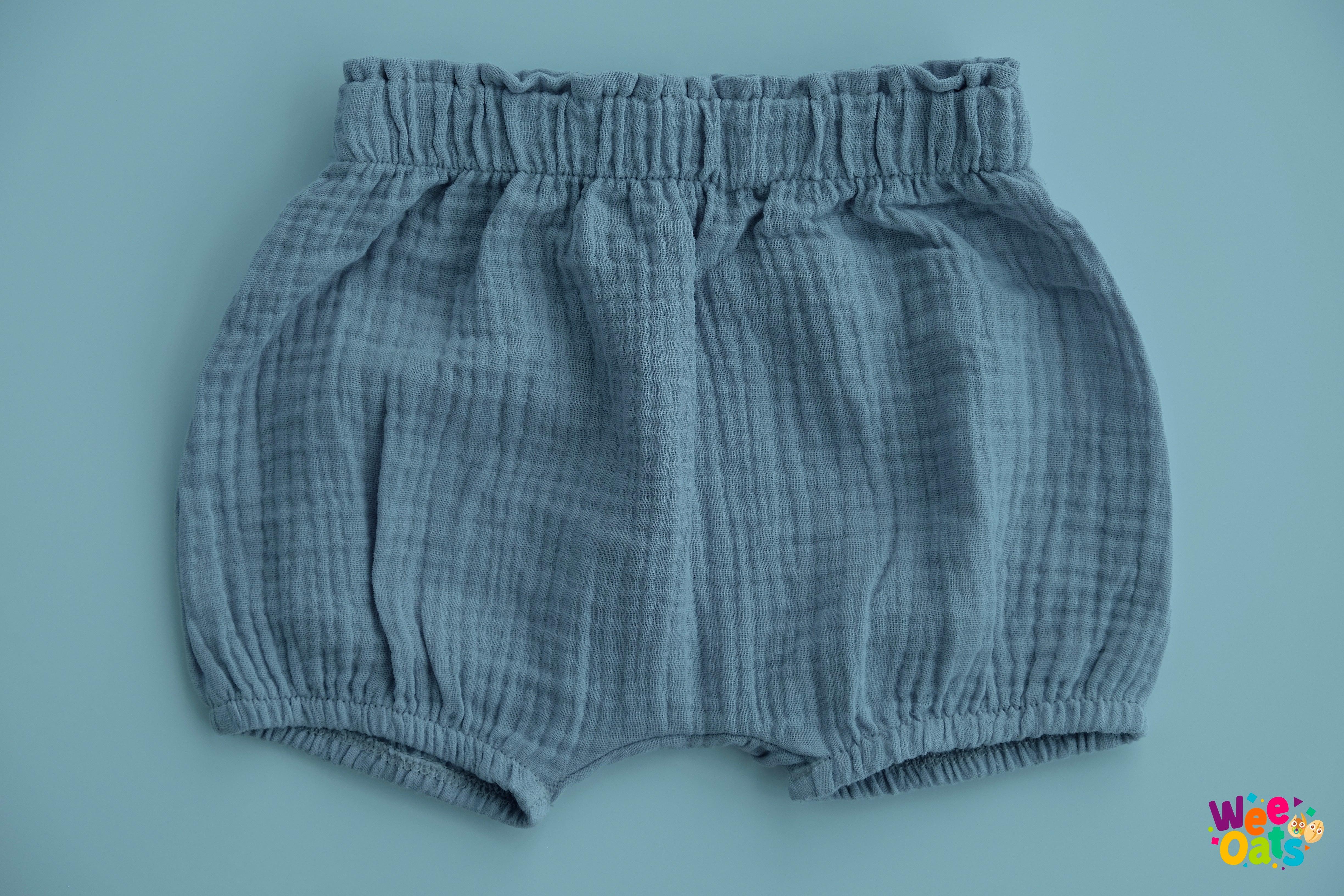 Wee Oats Cracker 100% Organic Cotton Muslin Unisex Summer Cuffed Shorts | The Nest Attachment Parenting Hub