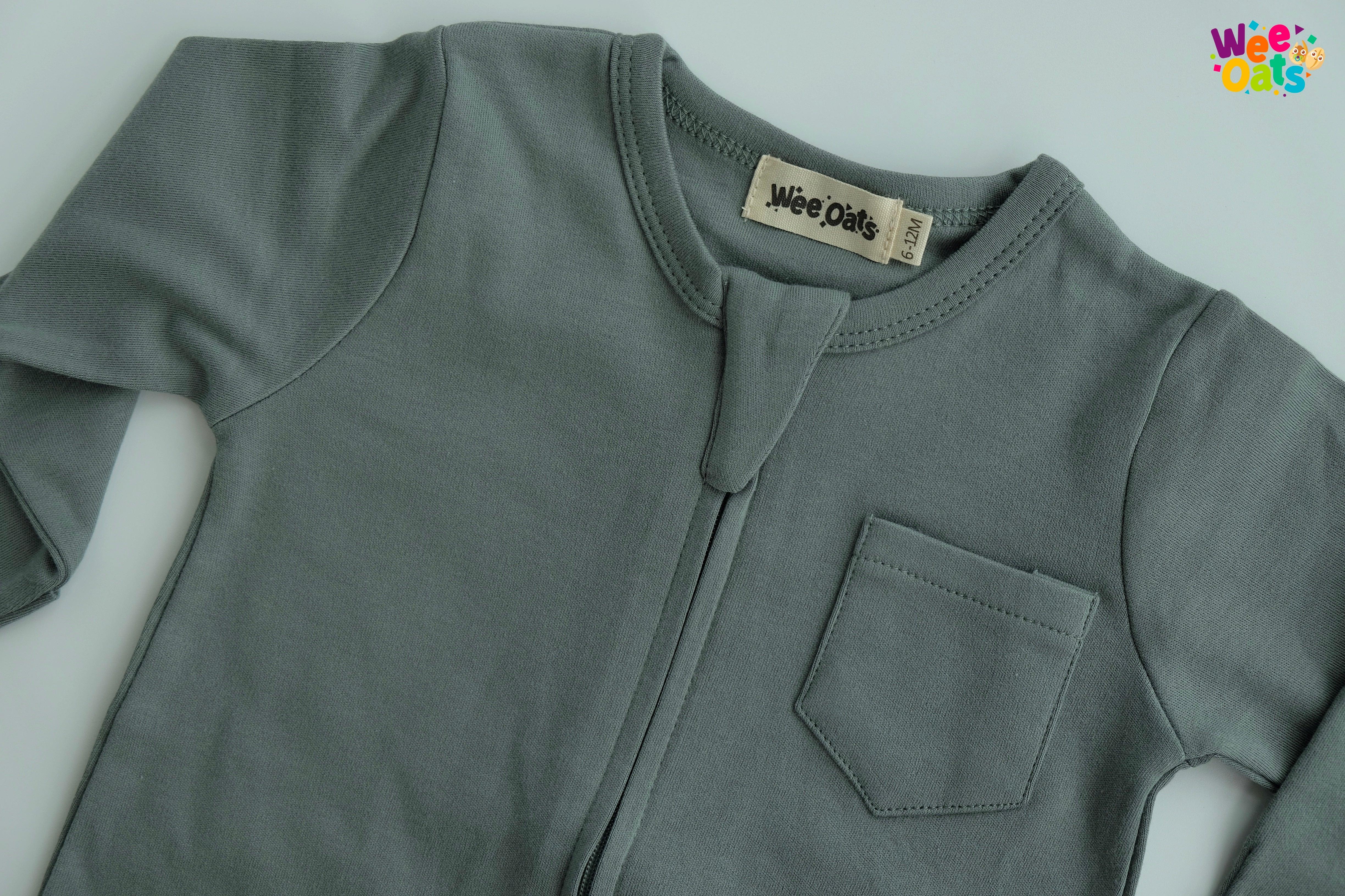 Wee Oats Starlight 100% Organic Cotton Footed Sleepsuit w/ Foldable Mittens | The Nest Attachment Parenting Hub