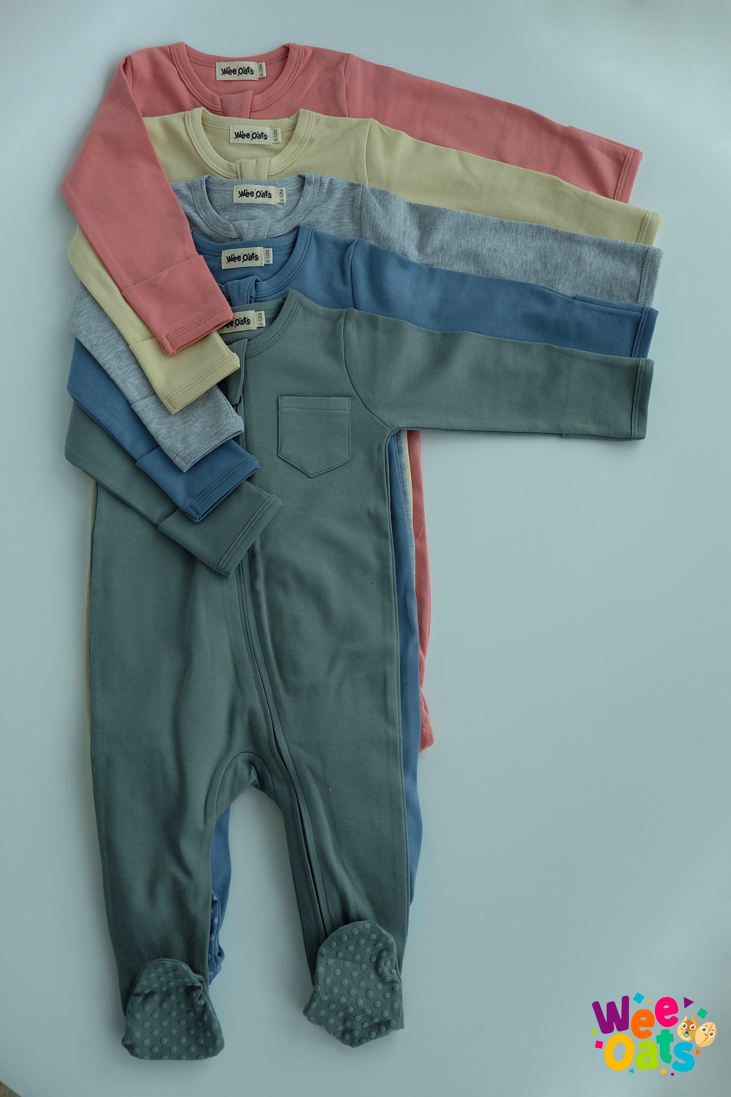 Wee Oats Starlight 100% Organic Cotton Footed Sleepsuit w/ Foldable Mittens | The Nest Attachment Parenting Hub