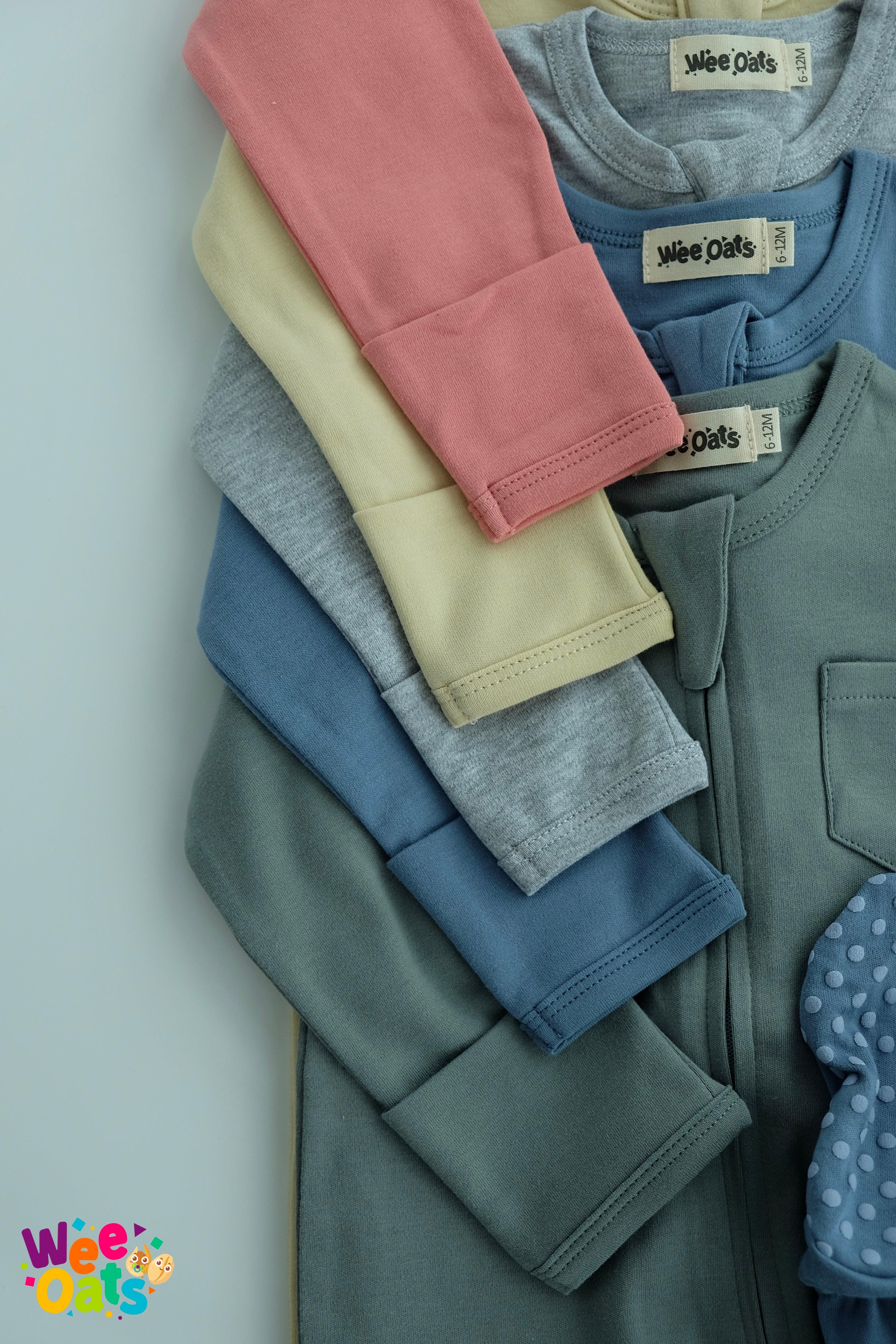 Wee Oats Starlight 100% Organic Cotton Footed Sleepsuit w/ Foldable Mittens | The Nest Attachment Parenting Hub