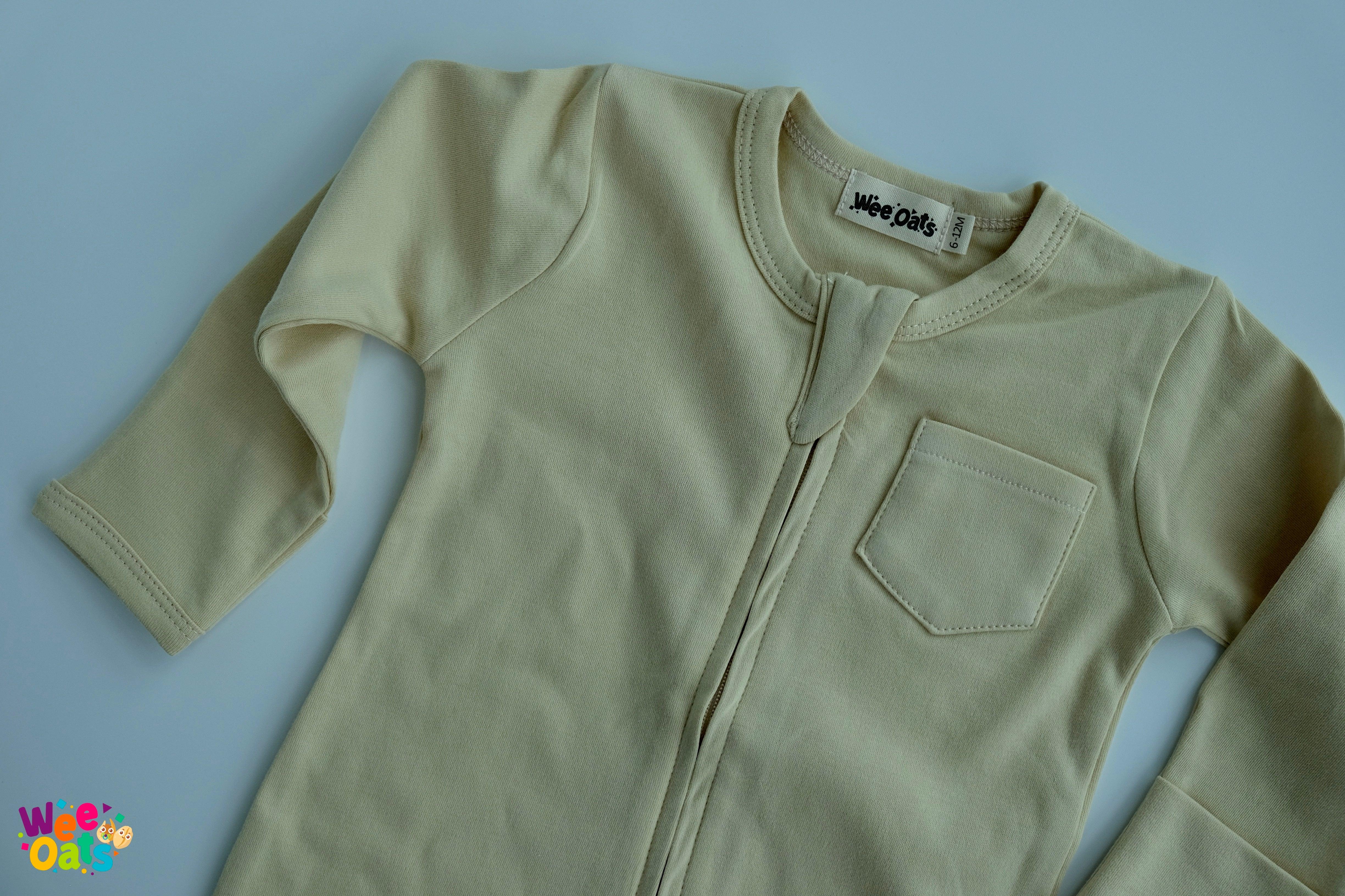 Wee Oats Starlight 100% Organic Cotton Footed Sleepsuit w/ Foldable Mittens | The Nest Attachment Parenting Hub