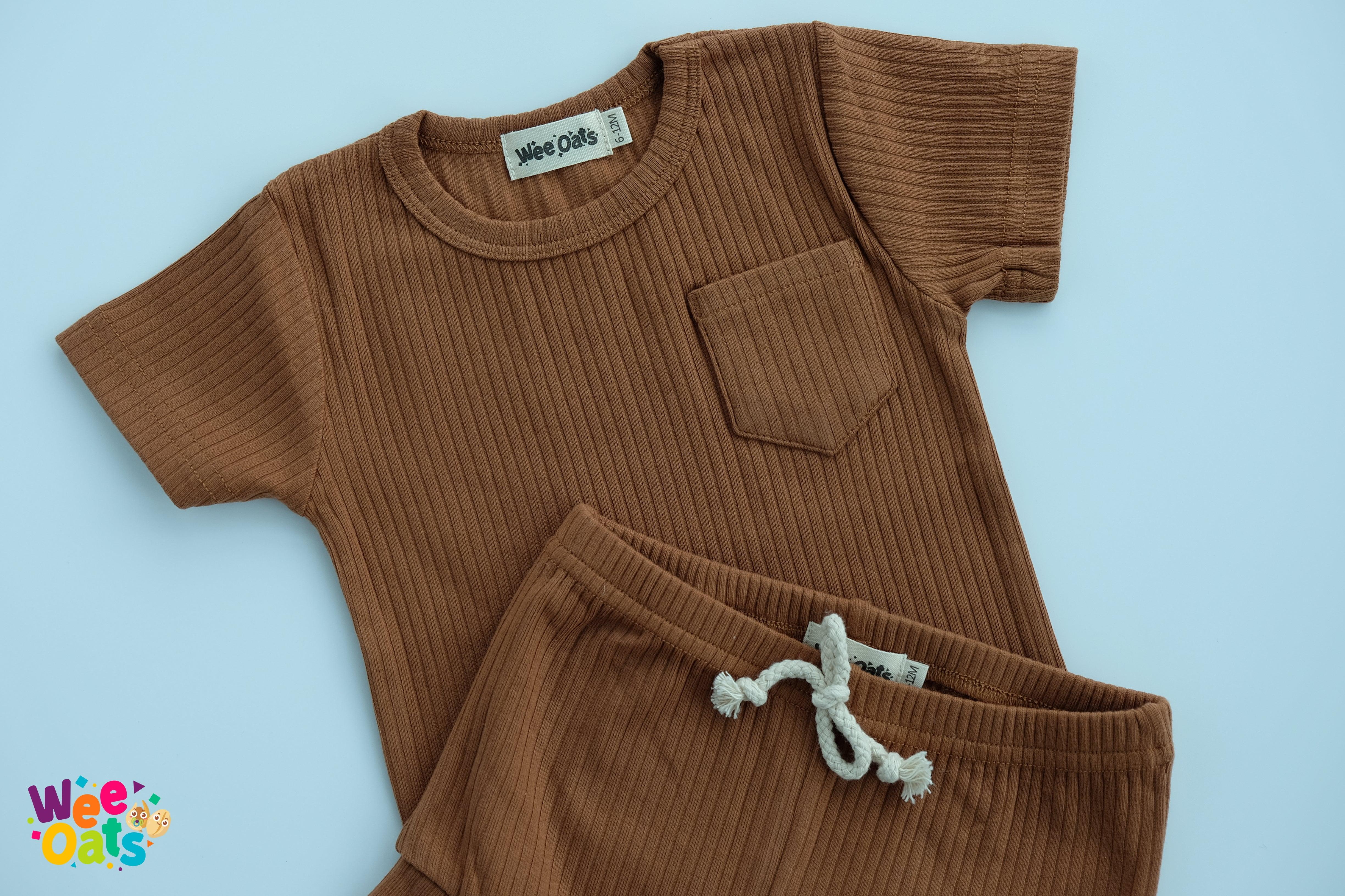 Wee Oats Waffles Organic Cotton Shirt & Shorts Set | The Nest Attachment Parenting Hub