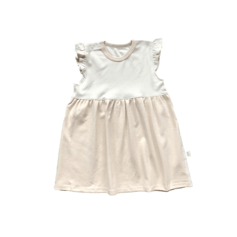 Yoji Ruffle Dress Beige Solid | The Nest Attachment Parenting Hub