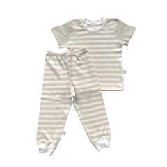 Yoji Short Sleeve Shirt and Pajama Set Green Striped | The Nest Attachment Parenting Hub