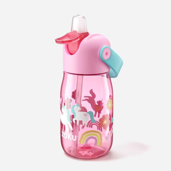 Kids Flip Straw Bottle - Zoku Clear Safari