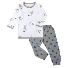 Baa Baa Sheepz Long Sleeve Shirt + Pants - White Big Star + Blue Star | The Nest Attachment Parenting Hub
