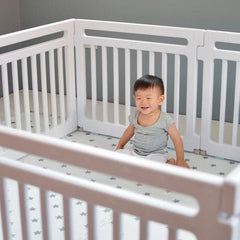 Bonjour Baby 8 Panel Square Playpen Dover White | The Nest Attachment Parenting Hub