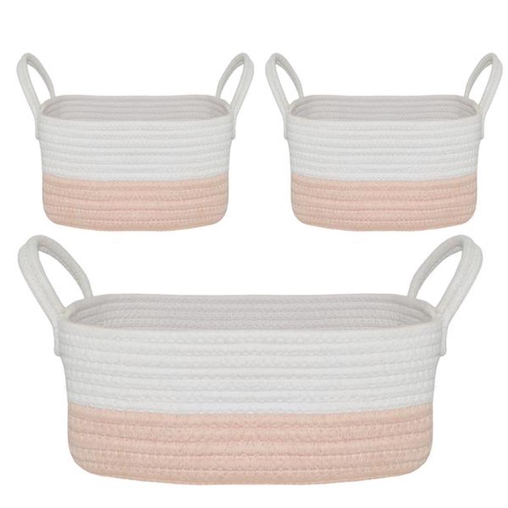 Living Textiles 3pc Cotton Nursery Storage - Pink | The Nest Attachment Parenting Hub