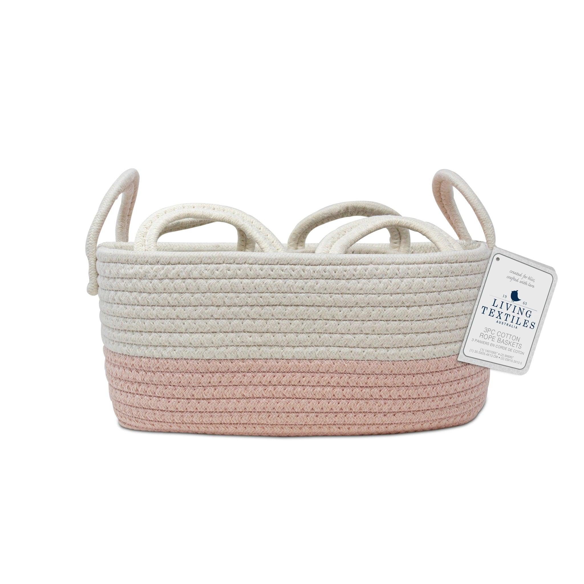 Living Textiles 3pc Cotton Nursery Storage - Pink | The Nest Attachment Parenting Hub