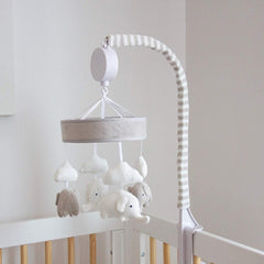 Living Textiles Knitted Musical Mobile - Grey/White Elephants | The Nest Attachment Parenting Hub