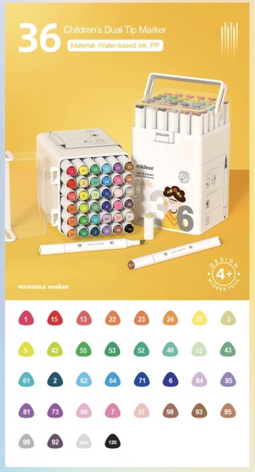 Mideer - Dual Tip Washable Marker 36 Colors 4+ | The Nest Attachment Parenting Hub